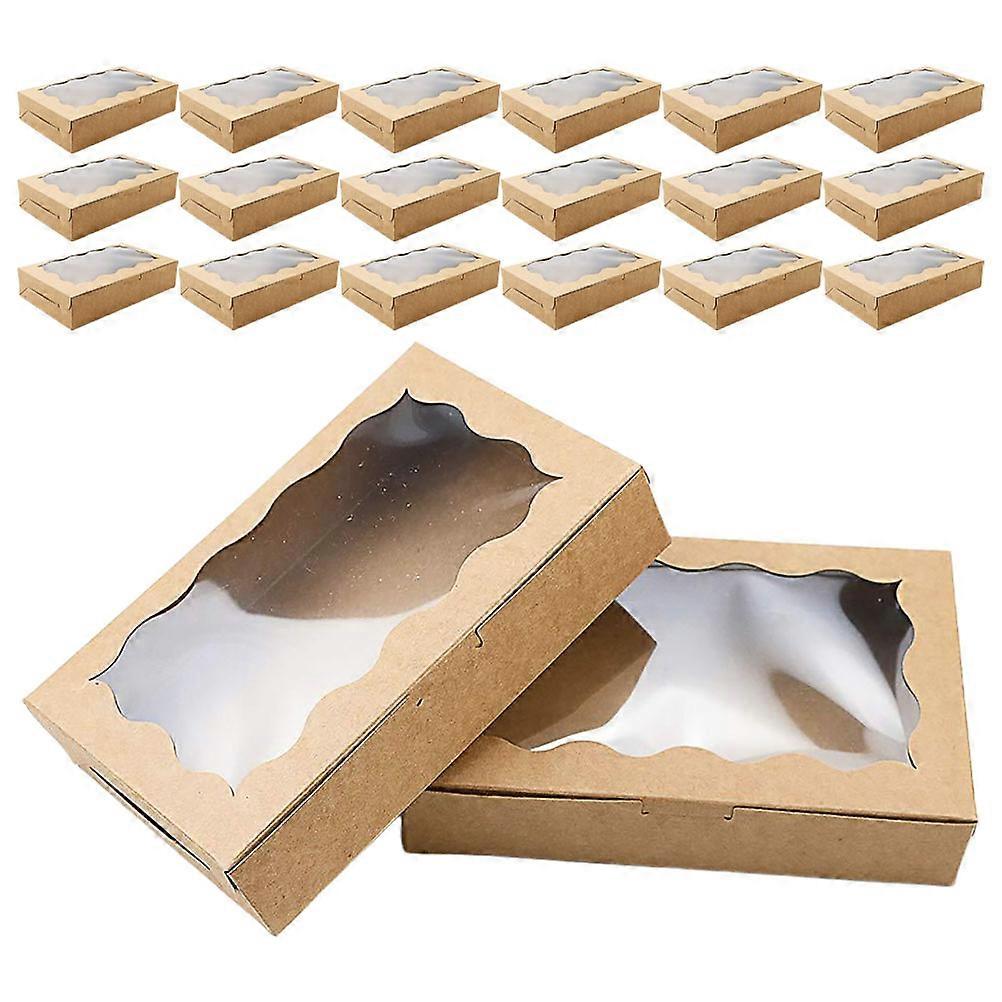 Khaki Kraft Paper Cake Boxes for Storage Use with Window 20Pcs Pack