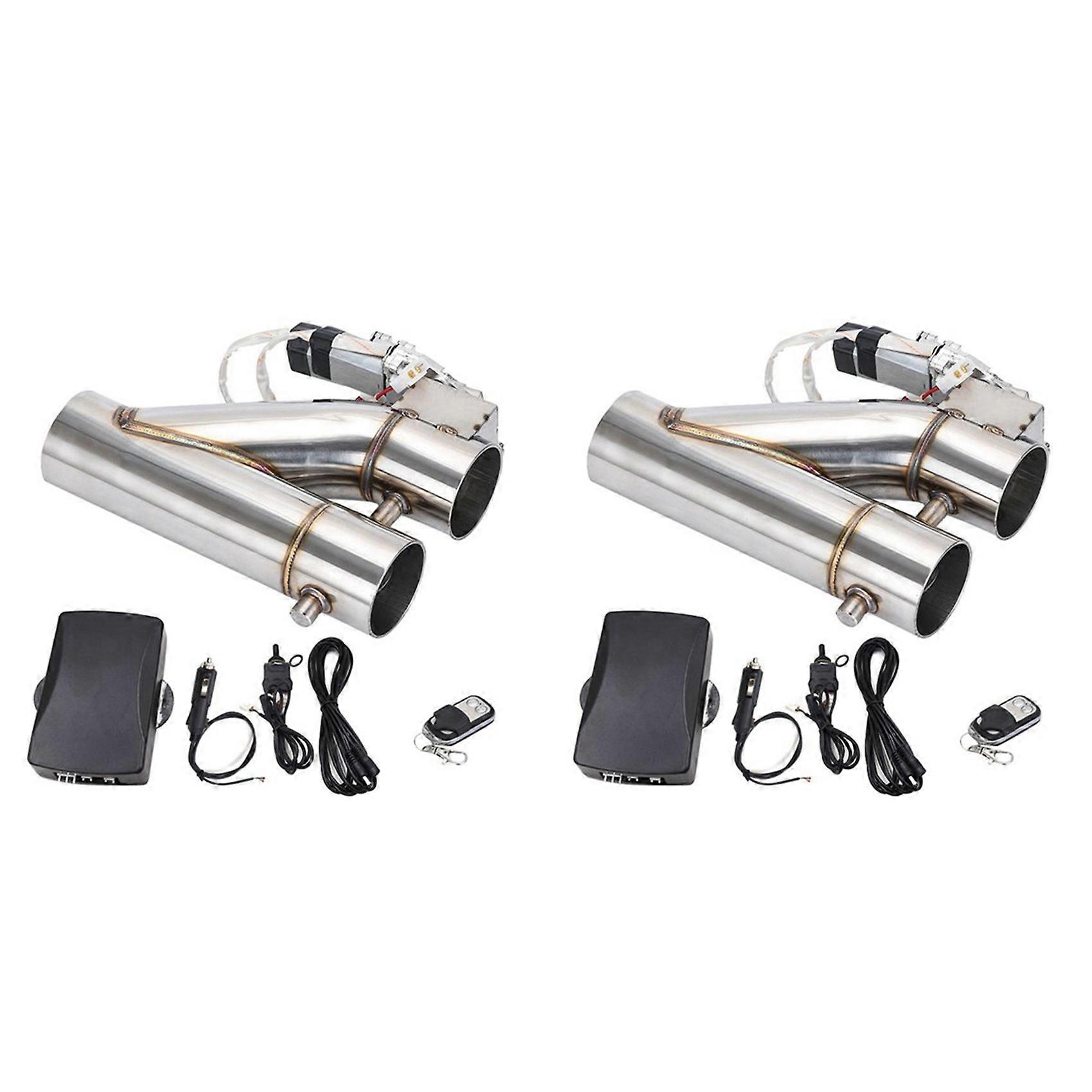Kit com 2 válvulas de corte de escape elétricas universais de 2,5 polegadas com controle remoto.