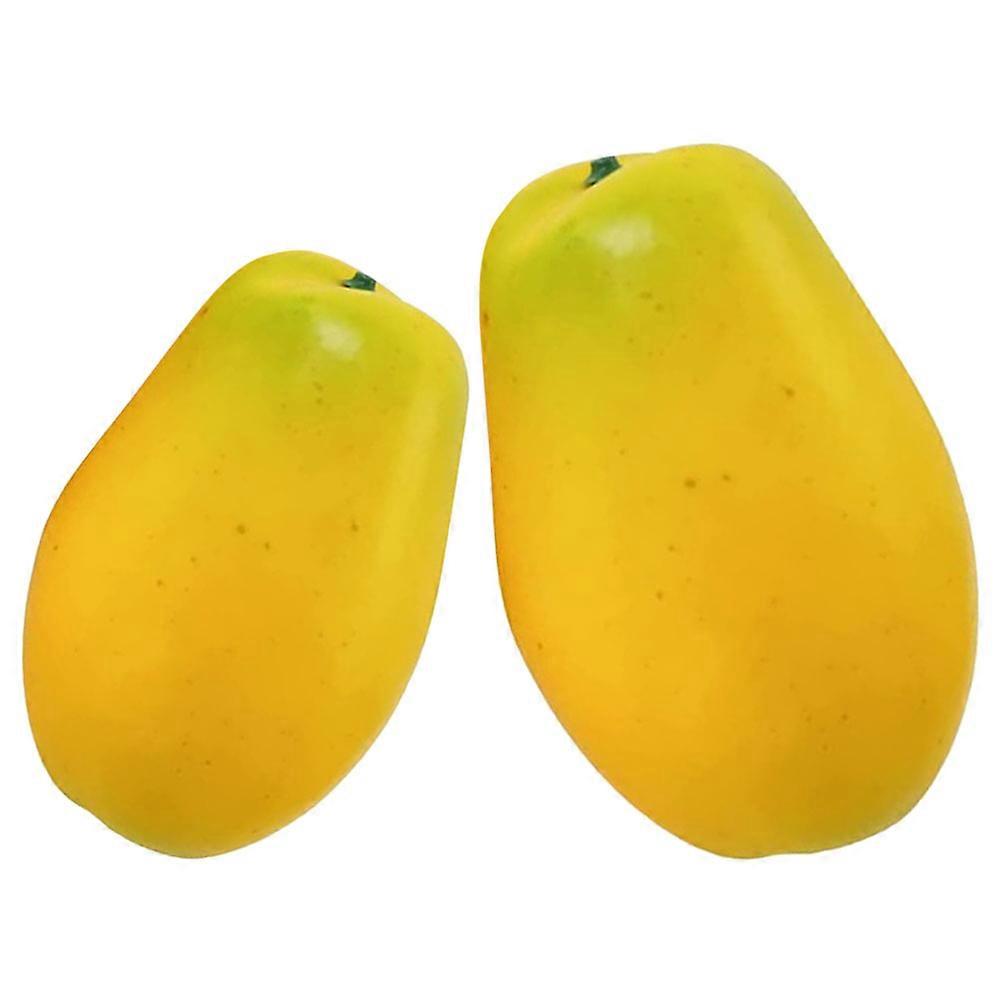 Fake Pawpaw Model for Decoration 2Pcs Simulation Fruit Artificial Yellow Foam