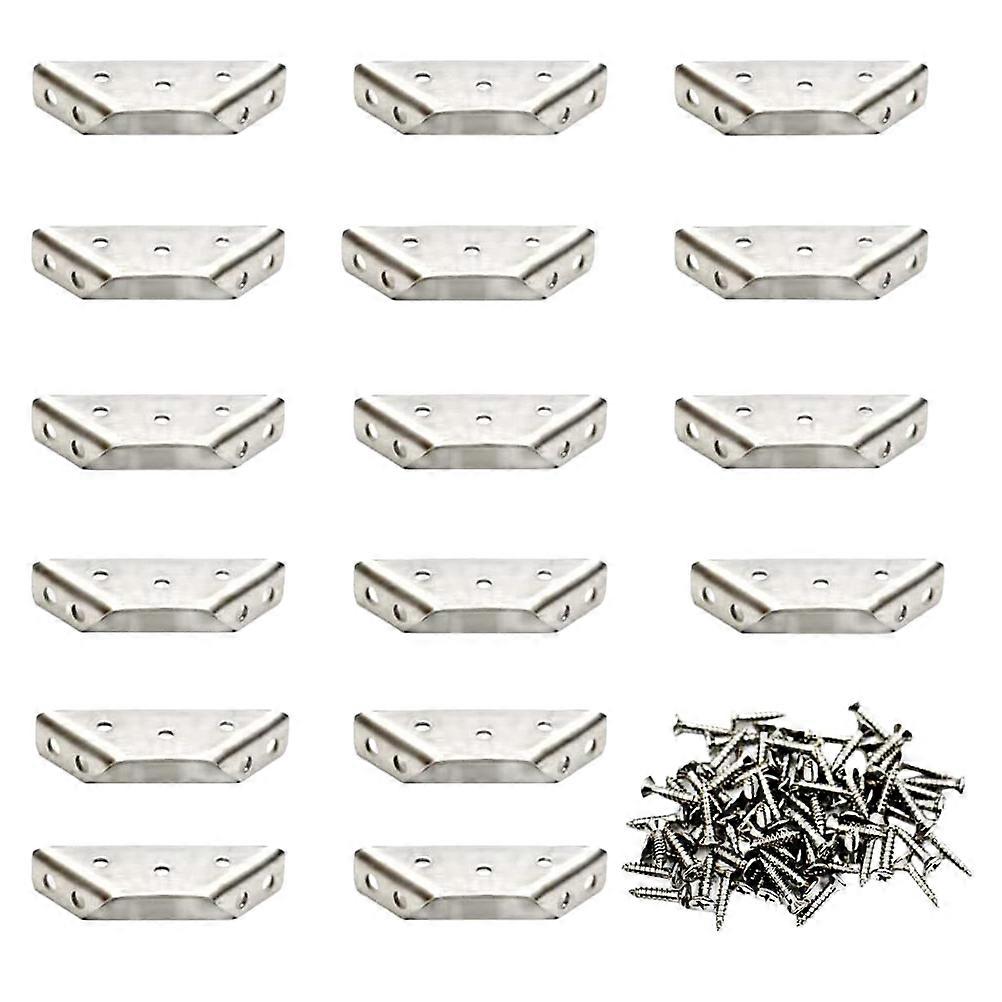 Silver Stainless Steel Corner Brackets for Cabinet Support 16Sets