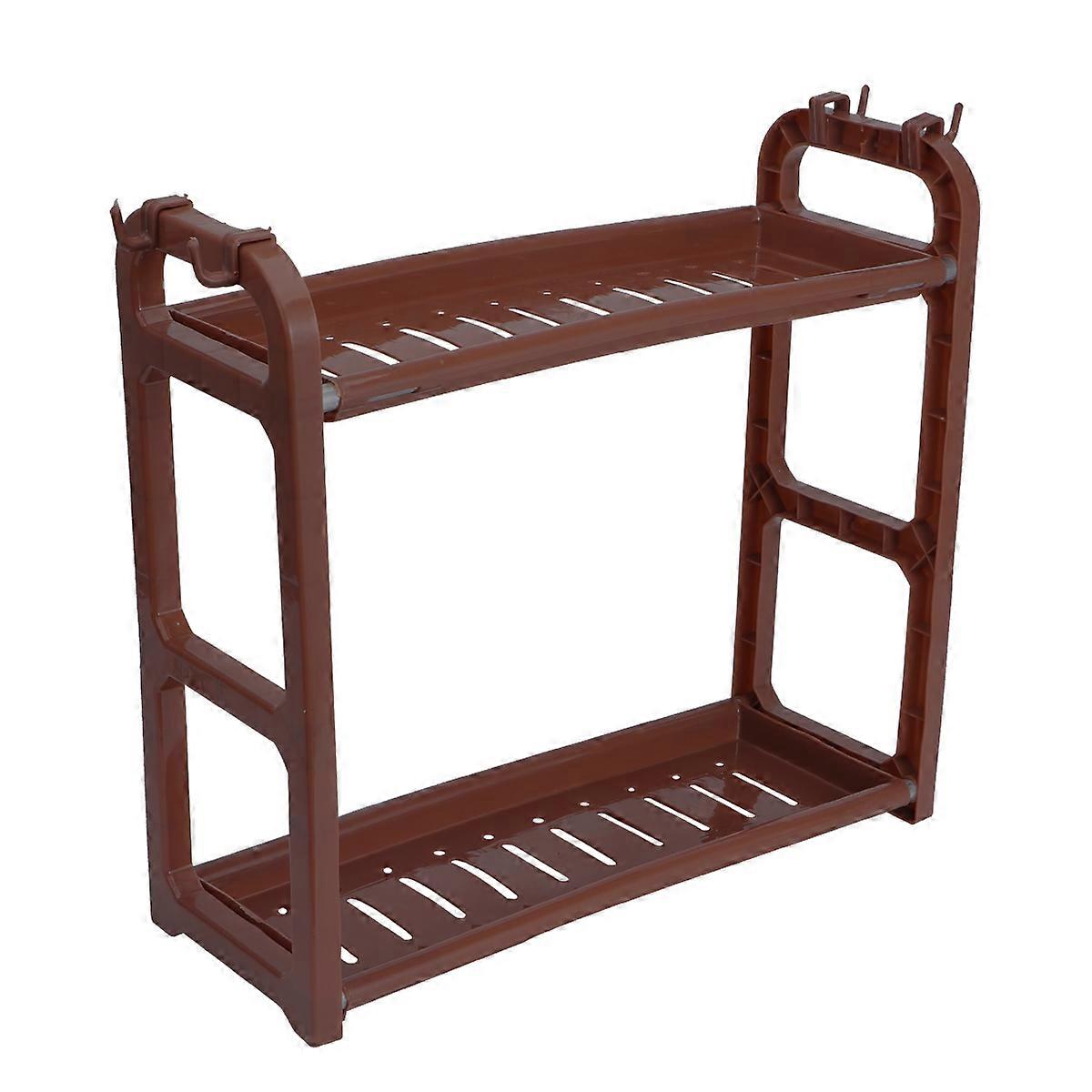 Draining Shelf Plastic Kitchen Storage Rack for Multi-Purpose 2Pcs Coffee