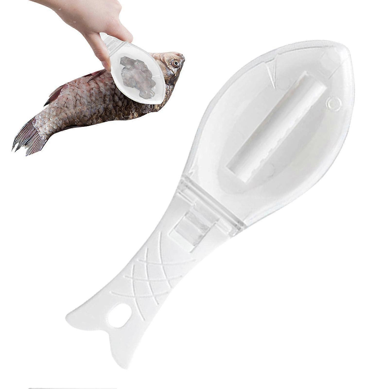 Fish Scale Remover with Handle, Cute Cartoon Fish Shape Fish Descaler for Quick Scale Removal, White