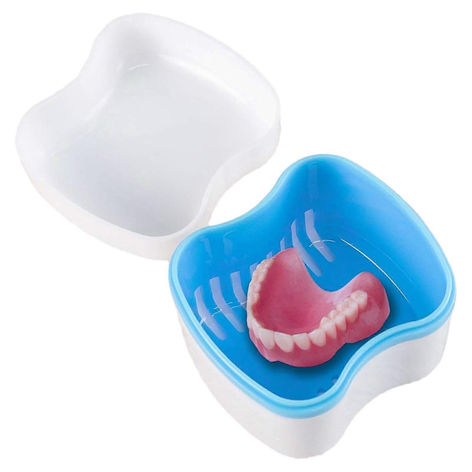 LeakProof Denture Case with Removable Rinse Basket for Travel and Durable Retainer Storage