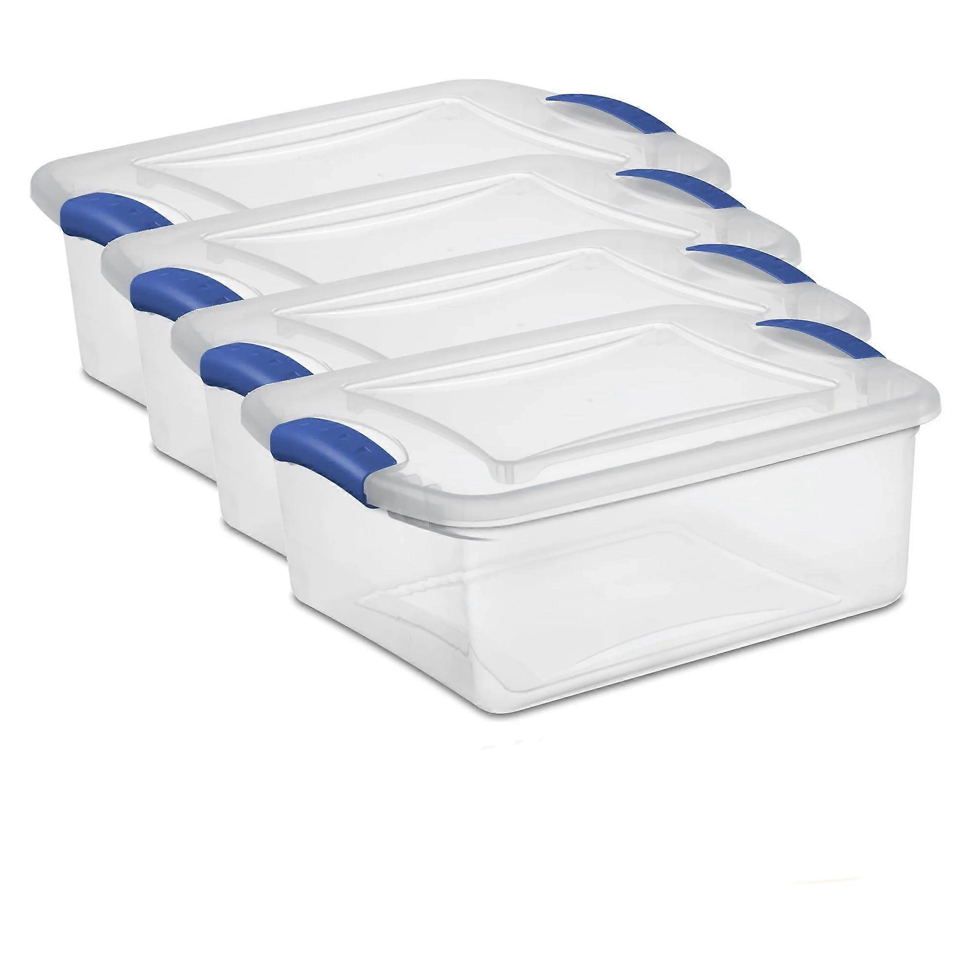 4Pack 15 Quart Clear Plastic Storage Bins with Lids, Stackable Closet Organizer Boxes with Secure Latches