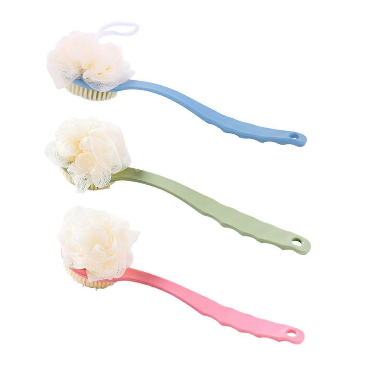 3pcs DoubleSided Shower Back Brush Bath Body Scrubber with Long Handle for Exfoliating and Deep Cleansing