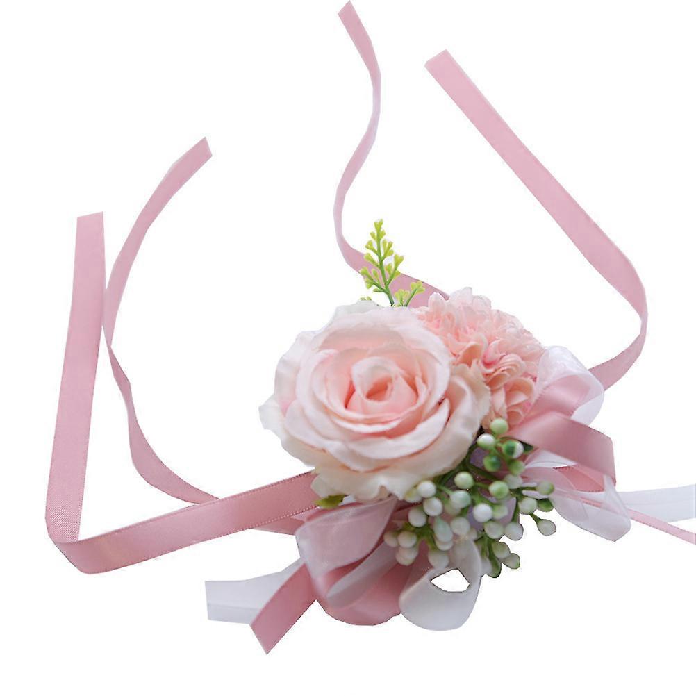 Romantic Wedding Decor Corsage for Bride 1Set Pink Artificial Flowers