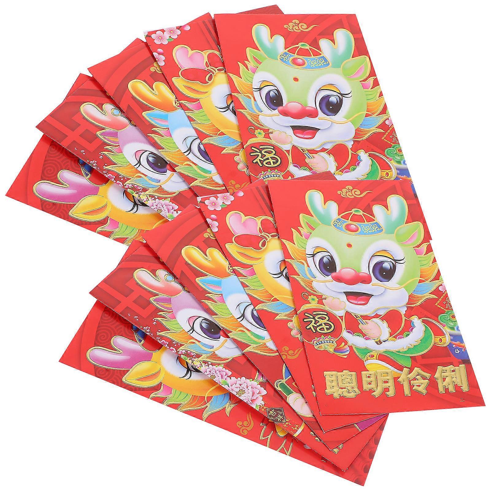 Lunar New Year Red Envelopes Creative Dragon Paper Envelopes 120Pcs