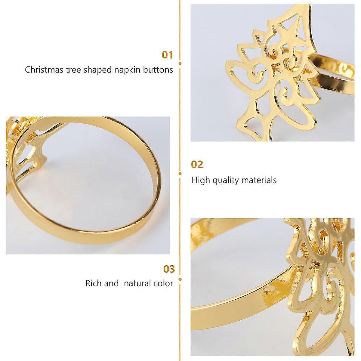 Christmas Tree Napkin Ring Alloy Napkin Holders for Dinner 4Pcs