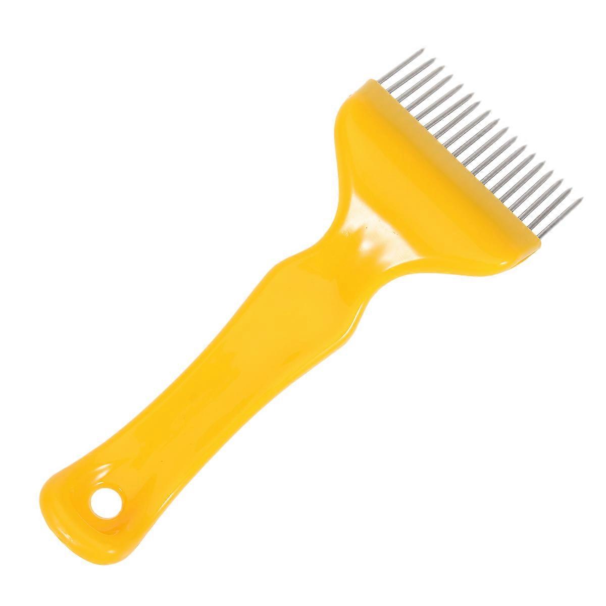 Honey Tools 18 Needle Bent Tines Uncapping Fork for Honey (Yellow)