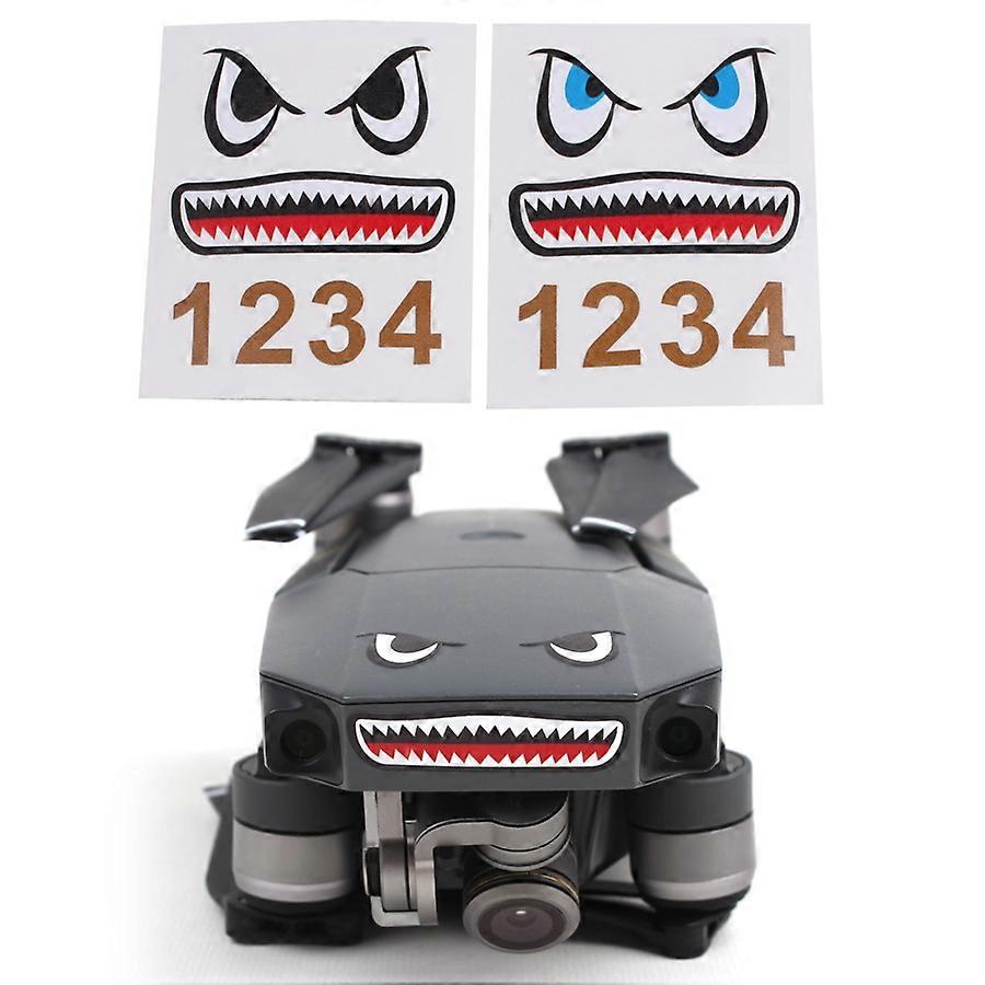 SUNNYLIFE TZ402 Scratch-resistant Stickers Set Drone Decals Shark Expression Embossed Effect Sticker