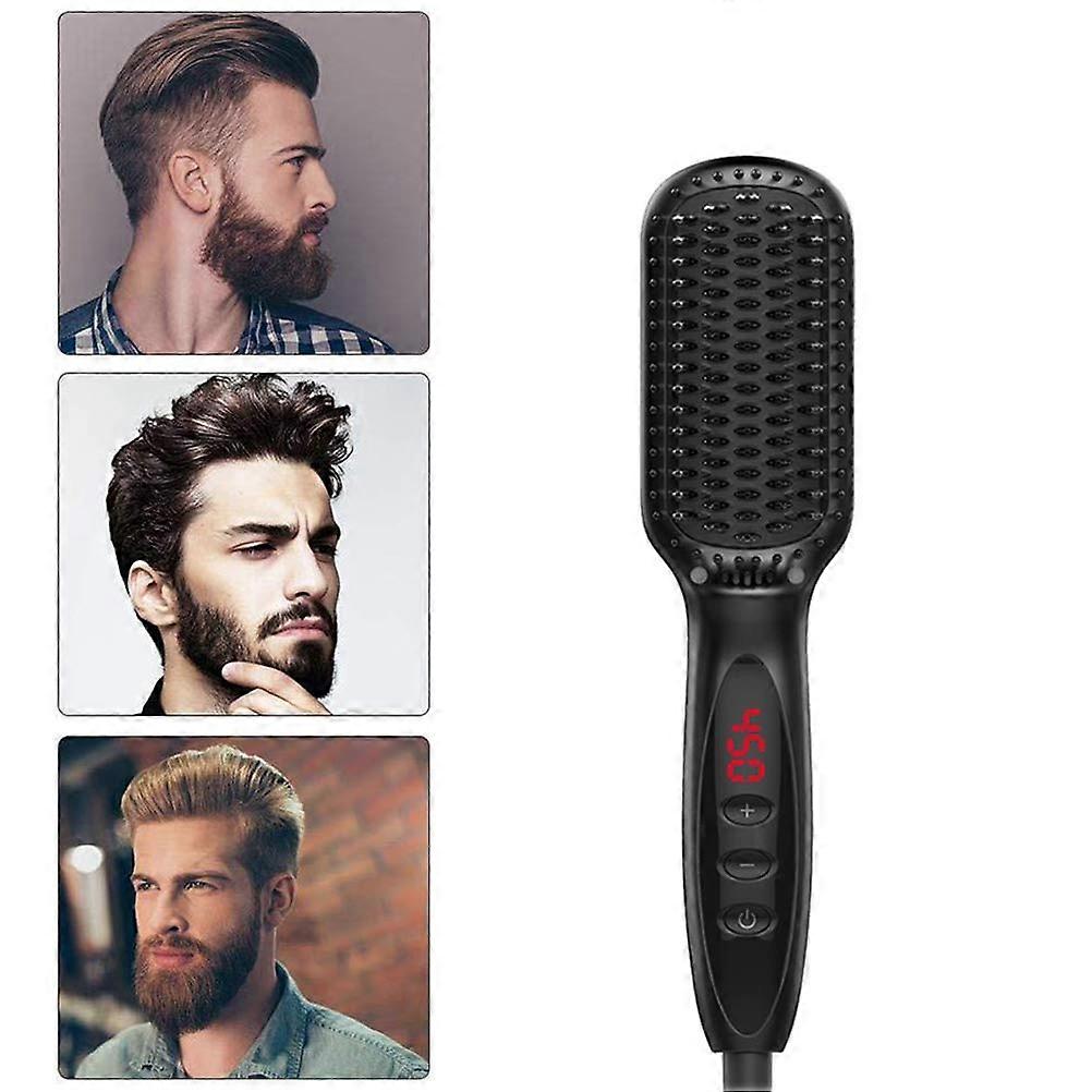 Beard Straightener Brush for Men with Ionic Heated Comb, Fast Heat Up and Multi Temperature Control (US Plug)