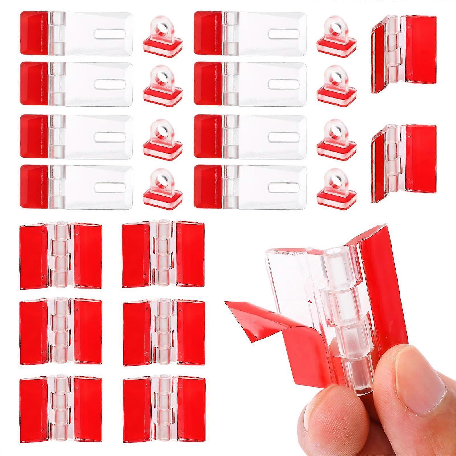 16 PCS SelfAdhesive Clear Plastic Hinges with Strong Adhesive for DIY Projects and Display Cases