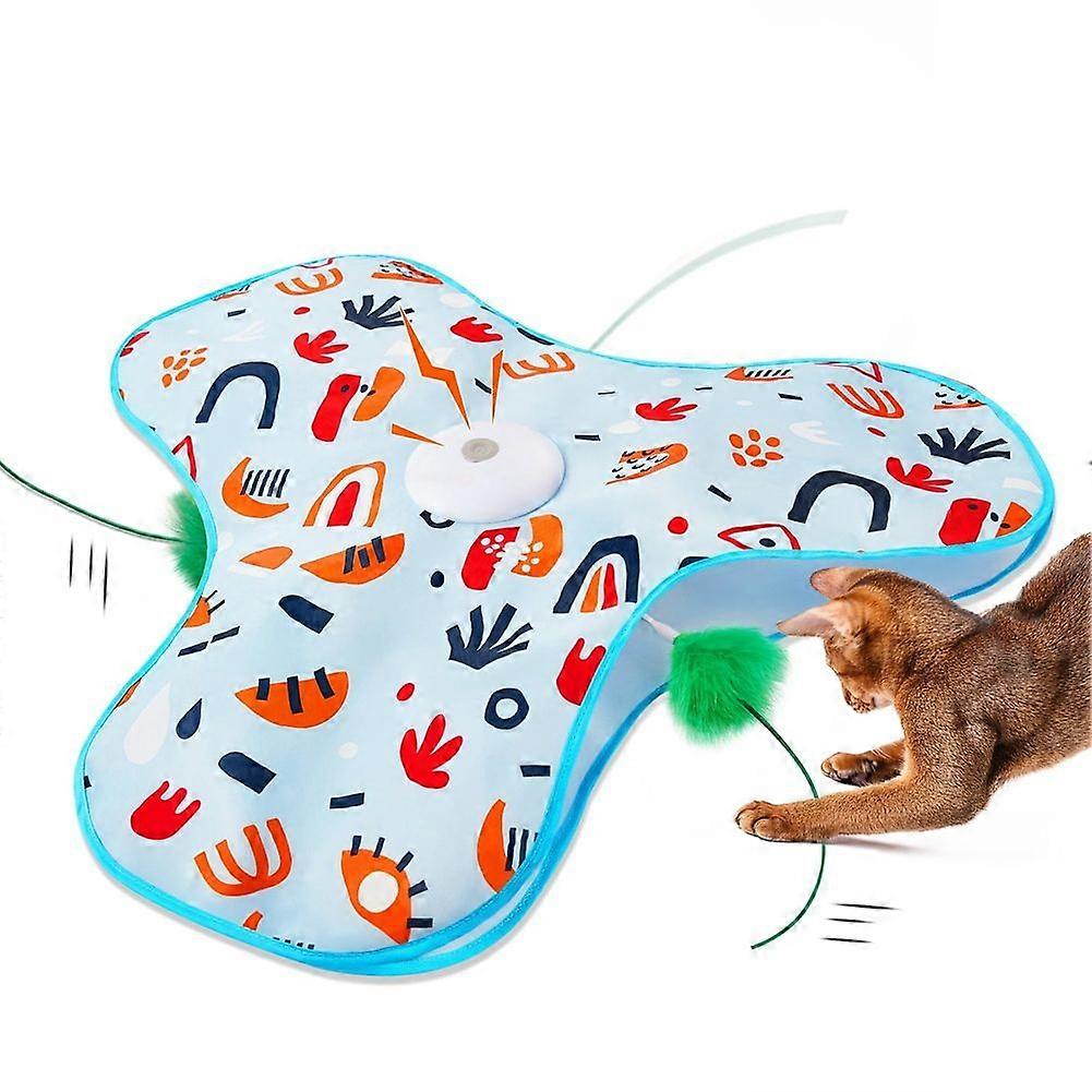 Interactive Cat Toy with Moving Feather, USB Rechargeable, Mouse Sounds