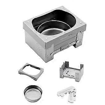 Practical Camping Foldable Stove Set Comprising Stove Side Panels Cover and Fuels Tray Metal Texture for Travel Use Multicolor