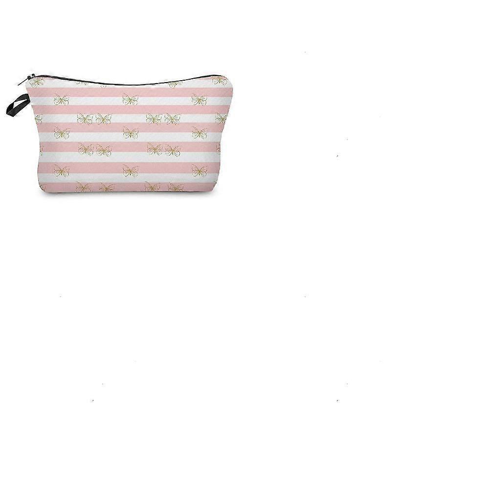 1pc Polyester with Sponge Cosmetic bag Rectangle Pink 22x13.5cm