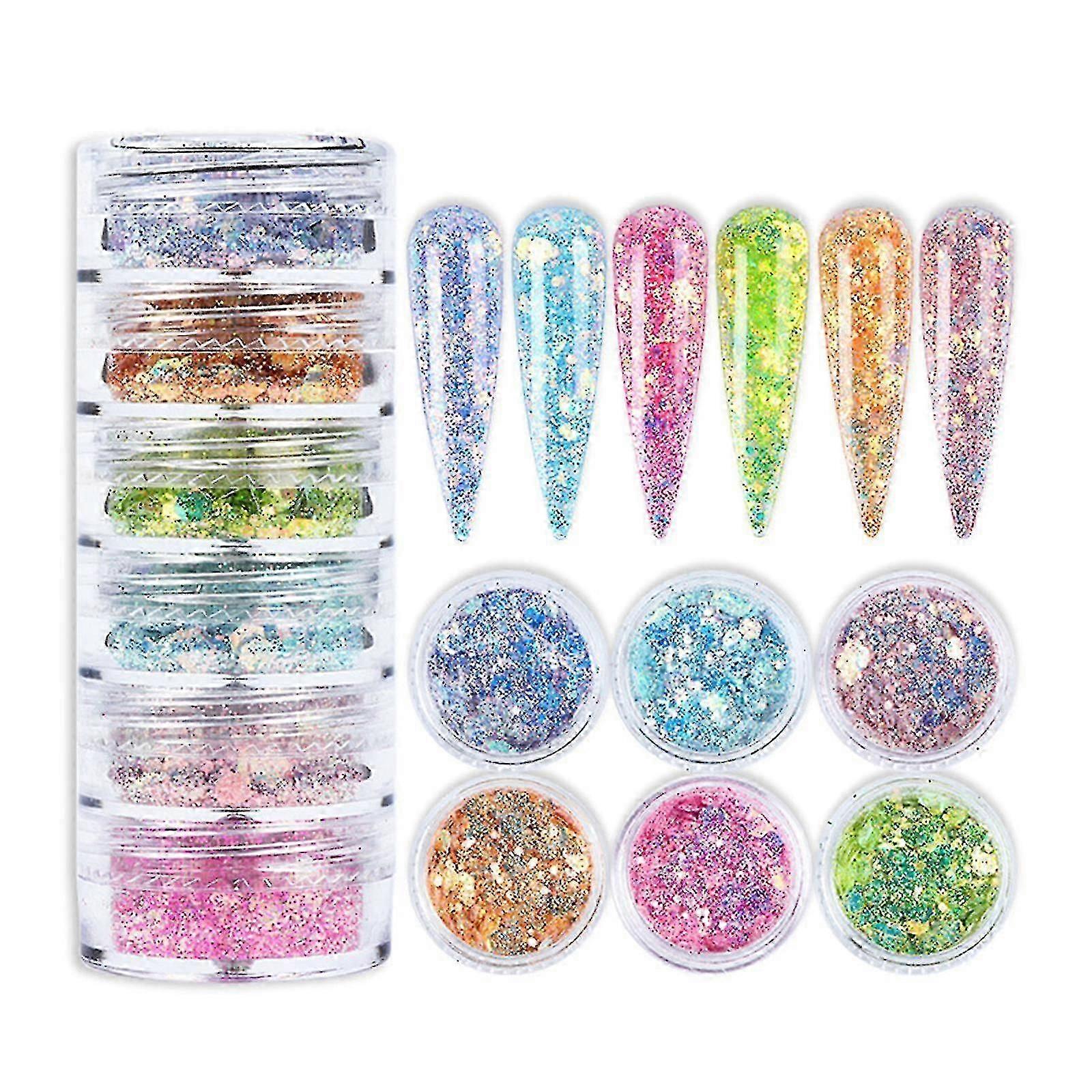 One-piece Bottle Set Goblin's Eye Manicure Sequin Size Mixed Gradient Glitter