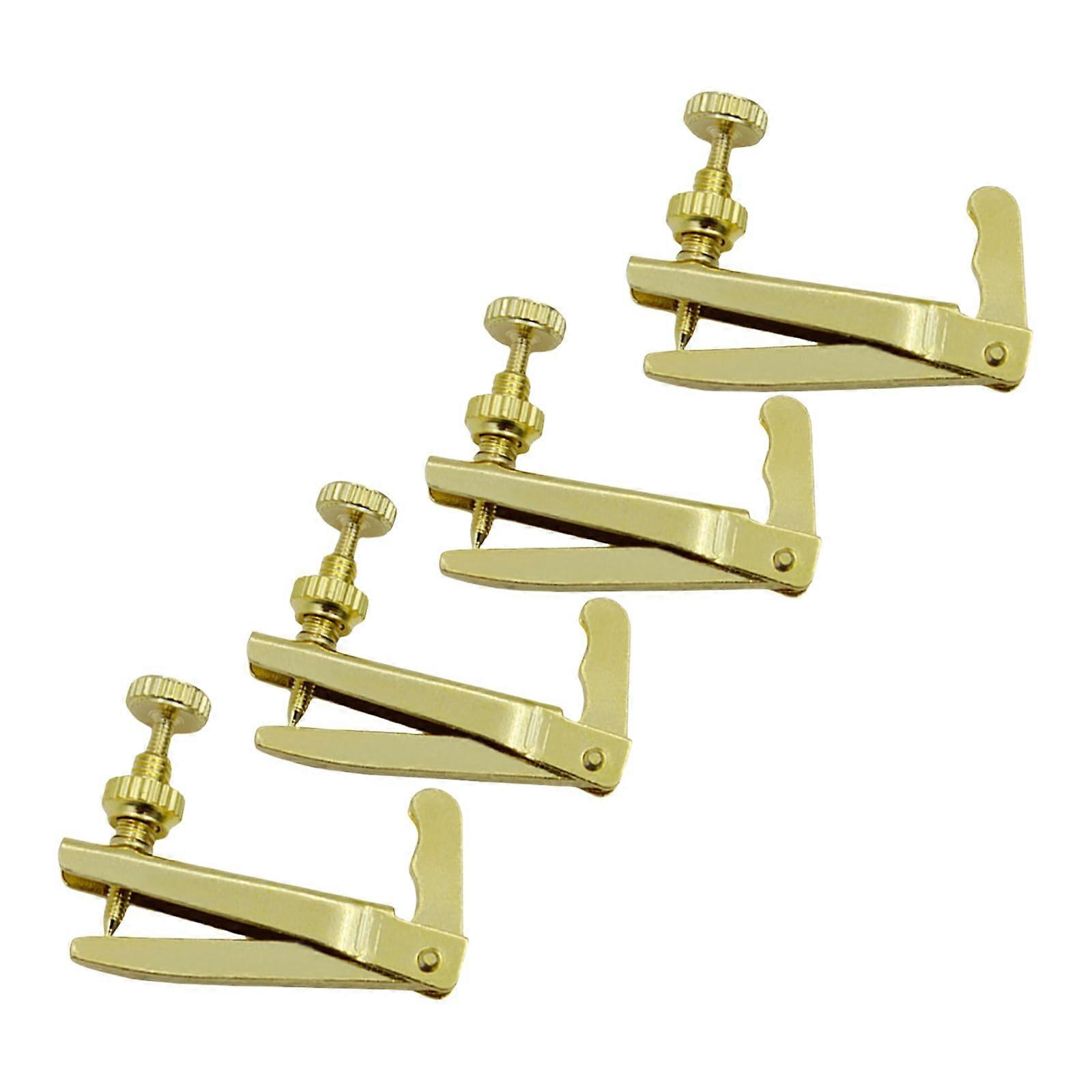 4 Pieces Gold Violin Fine Tuner Set with Durable Metal Construction for Precise String Adjustment