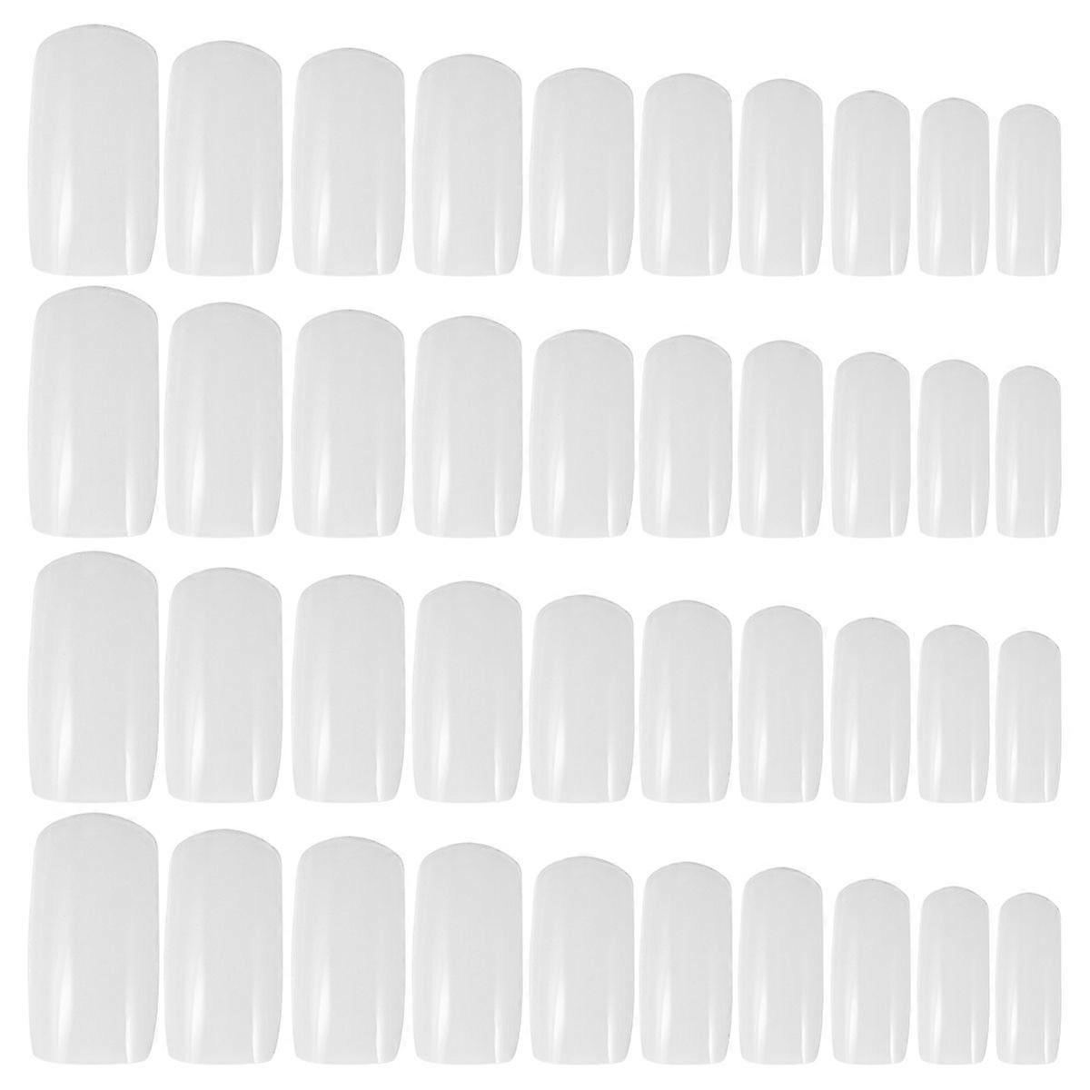 600 Pcs False Nails Clear Nail Tips French Nail Tips (White)
