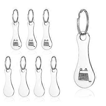8 Pcs Metal Shopping Cart Token Keychain Set, Durable Aluminum Quarter Holder for Grocery Trips