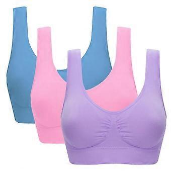 3er-Pack nahtlose Sport-BHs für Damen in großen Größen, atmungsaktive, dehnbare, kabellose Yoga-BHs, Überziehwesten mit vollständiger Abdeckung, Größen S-6XL