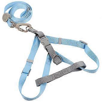 Adjustable Blue Dog Harness and Leash Set for Puppy Walking Control