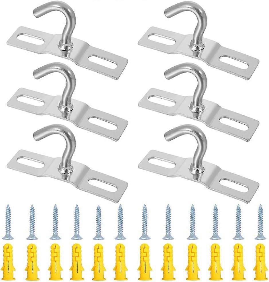 6-Piece Ceiling Light Hook Set, Sturdy Stainless Steel Base Plates wit