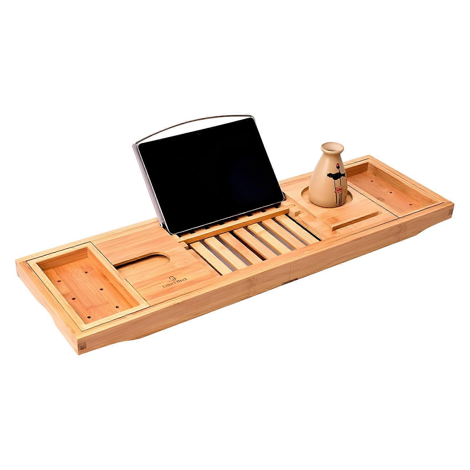 Premium Spa Wood Soaking Tray With Extendable Structure And Multiple Storage Sections Multicolor