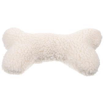 Os à mâcher en laine d'agneau pour chiot beige, jouet couineur