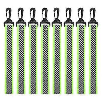 8 correas reflectantes para caminar de noche - Llavero verde que brilla en la oscuridad para seguridad de la mochila - Etiquetas reflectantes de alta visibilidad que se adaptan a ciclismo y carreras