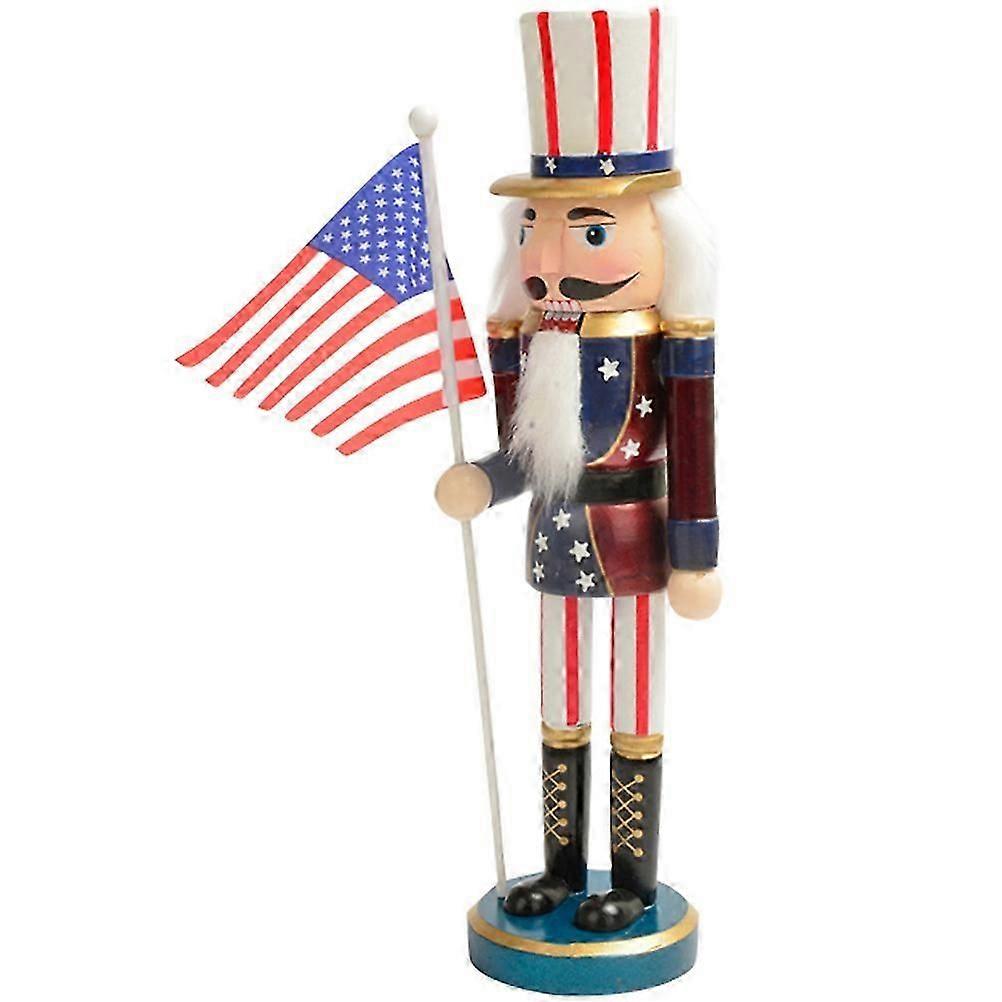 Wooden Nutcracker American Style Nutcracker with Flag Decoration