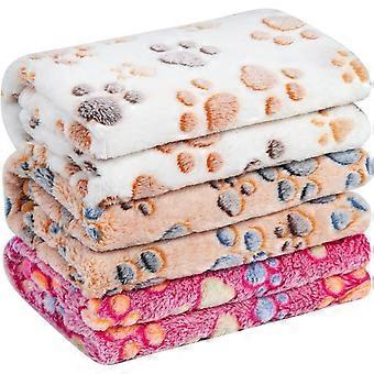 1 Pack 3 Blankets Dog Blankets Medium - Fluffy Cats Dogs Blankets for Small Medium Dogs. Cute Paw Print Pet Throw Puppy Cozy Blankets 3 Pack (Paw. 3M)