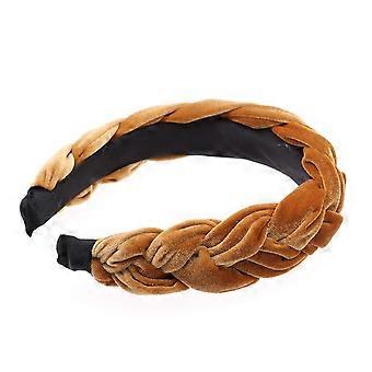 Flock Padded Headband Vintage Alice Style Braided Hairband Wide Hair Hoop Twisted Knotted Headband for Women(Gold) Golden