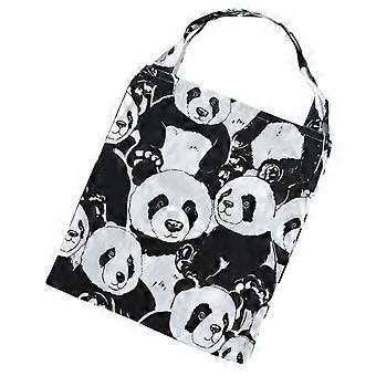 Sac en toile réutilisable pour courses, grande capacité, motif panda noir