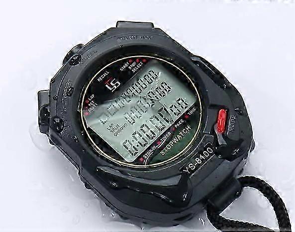 Black Stopwatch with 100 Dual Split Memory, 3-Line LCD Display