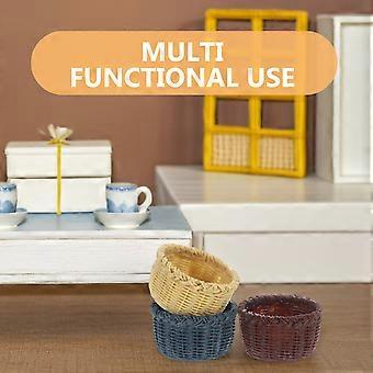 3Pcs Mini Basket Model Creative Storage Basket Ornament Mini House Accessories