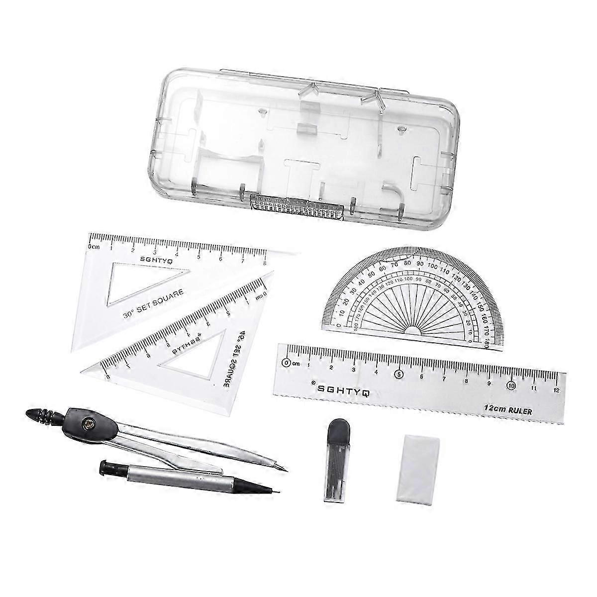 3Pcs Math Drawing Set Compass Protractor Pencil Combo