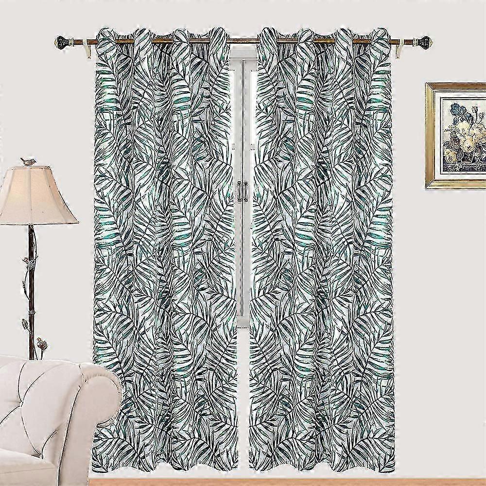 Leaf Print Polyester Blackout Curtains 132*183CM