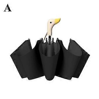 25-26 Wooden Duck Mouth Rainy Sun Umbrella Handle Cartoon Umbrella Foldable 8 Bones