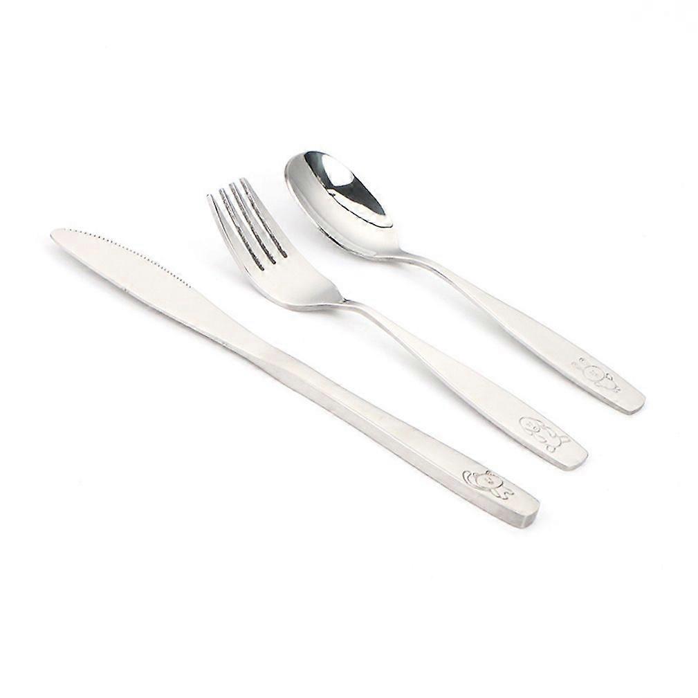 3pcs Cutlery Set Tableware Flatware Fork Knife Spoon Silver Stainless Steel