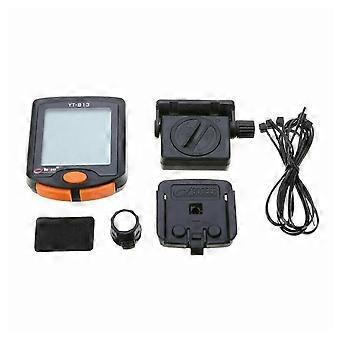 Draadloze LCD-fietscomputer met kilometerteller, snelheidsmeter, temperatuurklok en stopwatch.