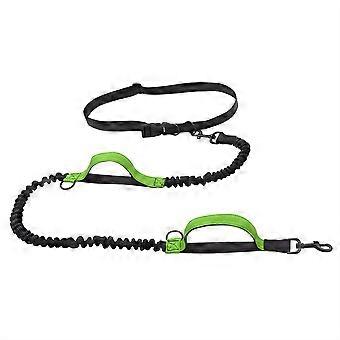 Outdoor retractable shockproof dog leash, adjustable nylon material, pet supplies, running leash, green1111