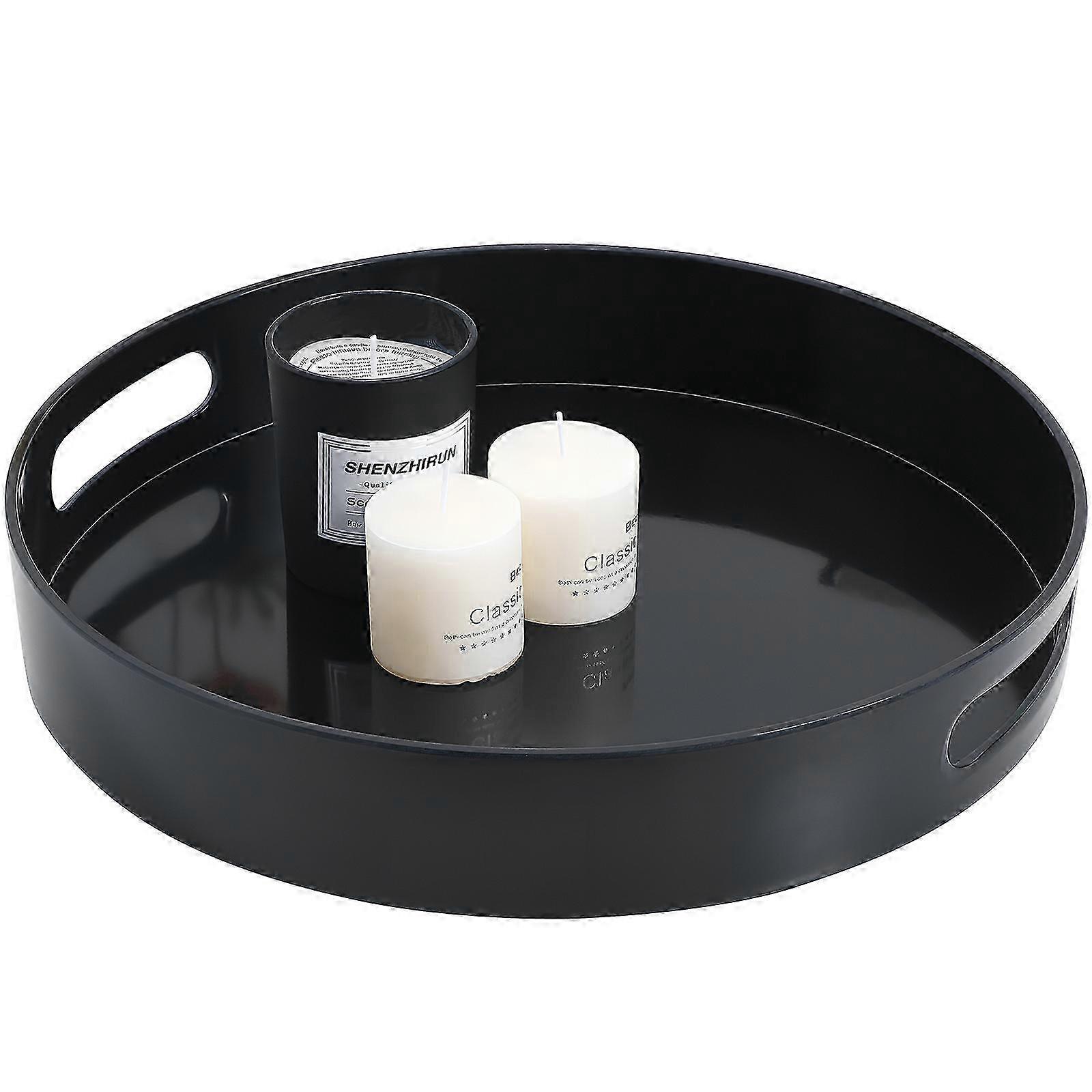 Black Rectangular Serving Tray with Handles, Lightweight, Easy to Clean
