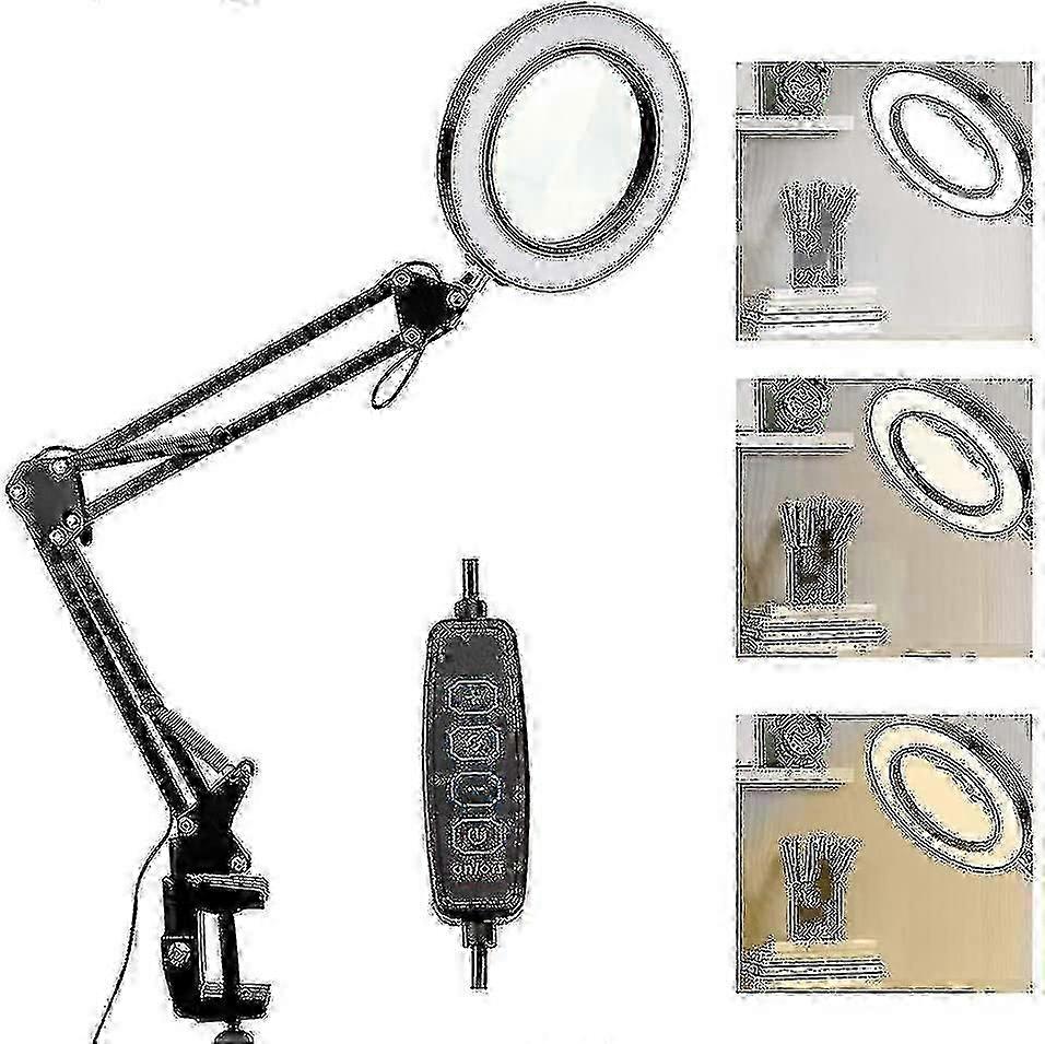10X Adjustable Magnifier Lamp With 3 Light Modes