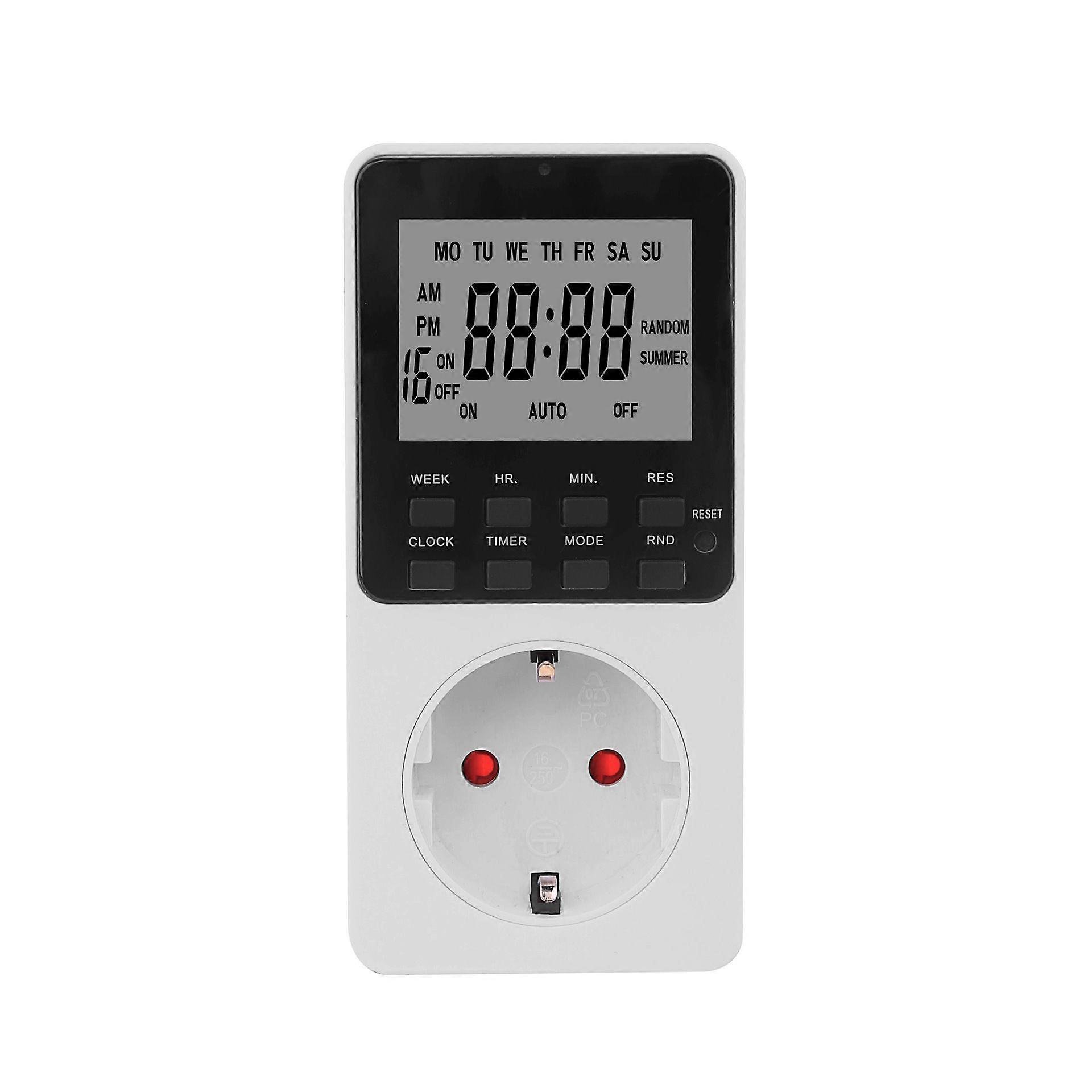 EU Plug 0-168 Hour Digital Timer Socket, Programmable Outlet Switch, AC230V 16A 3680W