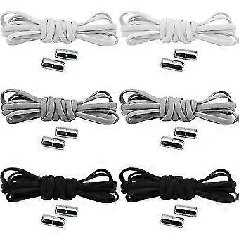 6 Pairs Elastic Shoelaces with Metal Clasp No Tie Elastic Shoelaces Metal Lock Shoelaces Metal Button Shoelaces Replacement Shoe Laces for Sneakers
