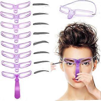 RUIYUE Eyebrow Stencil Kit, 8 Reusable Stencils with Easy-Grip Handle - Beginner Friendly Makeup Tool for Homea
