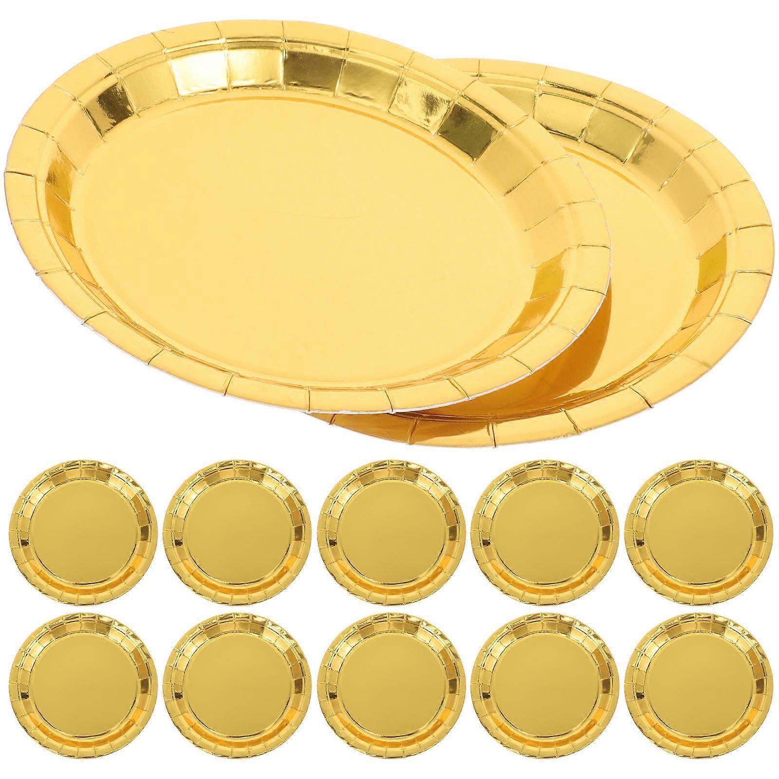 Multi-Function Dinner Plates Gold Paper Plates compatible with Daily Use 80Pcs