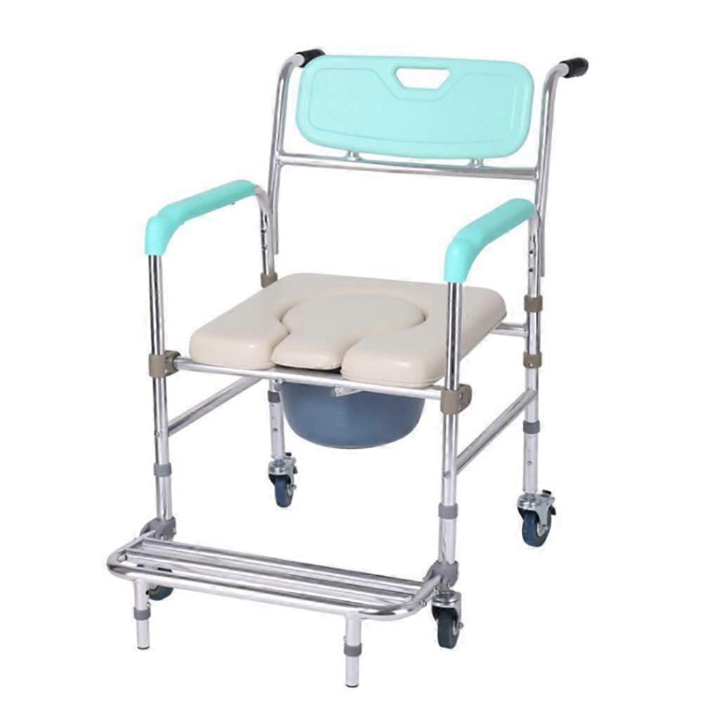 Foldable Commode Chair with Bucket and Adjustable Height