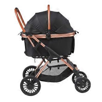 Hundvagn, 28 kg, 4-hjuls svänghjul, bromsar, avtagbar bärsele