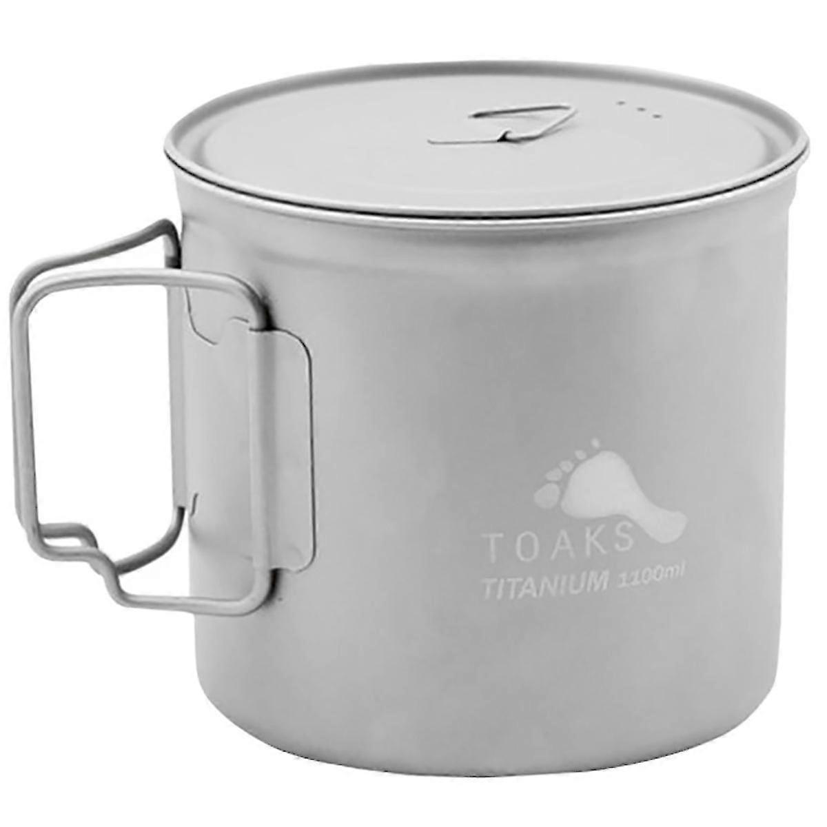 TOAKS Ultralight Titanium Camping Cook Pot with Foldable Handles and Lid-1100ml